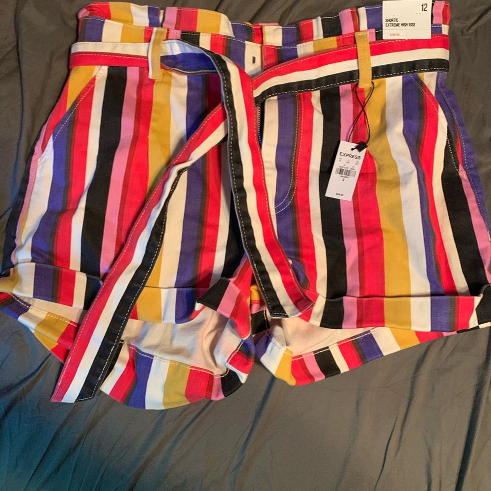 Express high waisted belted shorts